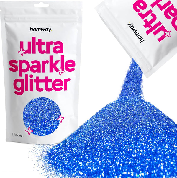 Hemway Premium Ultra Sparkle Glitter, Multi Purpose Metallic Flake for Arts Crafts, Sapphire Blue - 100g / 3.5oz