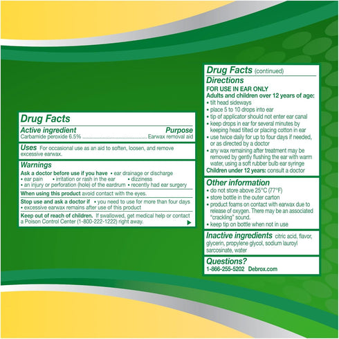 Debrox Ear Wax Removal Drops, Gentle Microfoam Remover, 0.5 Fl Oz