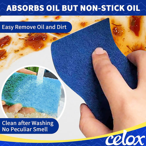 CELOX 12 Pack Non-Scratch Dish Sponge, Dual Sided Kitchen Sponges for Dishes, Long Lasting Household Cleaning