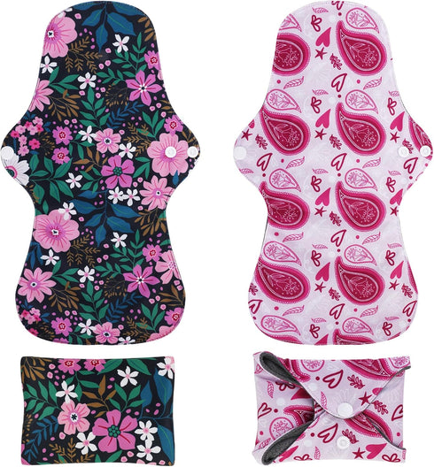 PHOGARY (7 1), Set Reusable Menstrual Pads in Bamboo Cloth Pads for Heavy Flow with Wet Bag, Washable Overnight Cloth