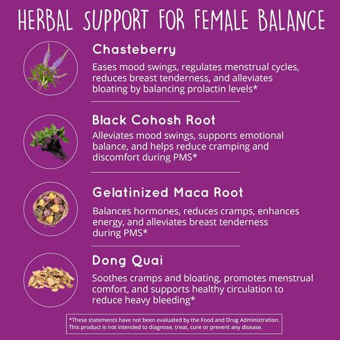 Hormone Balance Supplement for Women – PMS Support, Menopause & Perimenopause | Bloating Relief, Mood, 60 Ct