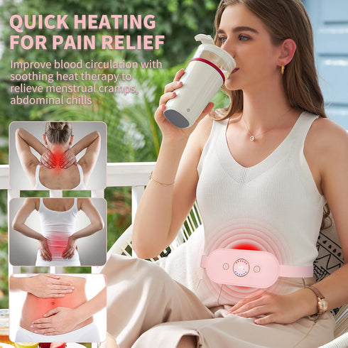 Olethia 6 6 5000mAh, Portable Cordless Heating Pad for Cramps, Heat Levels and Massage Modes, Auto Shut-Off, NTC Temp