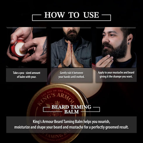 King’s Armour Beard Balm (1.69 oz) – Natural Beard Balm for Men with Argan, Jojoba, Softens and Grooms Beards