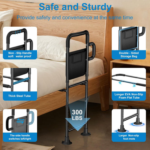 JOYCUDDLE Bed Rails for Elderly Adults Safety - Height Adjustable Bed Assist Rail for Seniors, Stable Bedside Handle