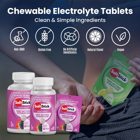 SaltStick Electrolyte FastChews - 60 Mixed Berry Chewable Electrolytes for Running and Hydration (60 Count)