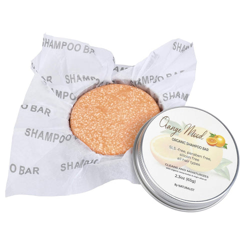 Naturalist Solid Shampoo Bar - 100% Organic, Plant Based, SLS Free, Vegan, Eco Friendly, Safe for Travel (Orange Mood)