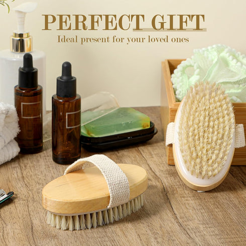 4pcs Dry Brushing Body Brush, Natural Bristle Exfoliating Brush for Flawless Skin