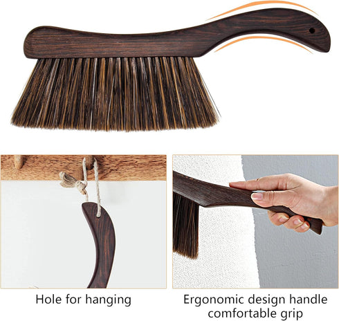 VMVN Hand Broom Brush, Soft Bristle Cleaning Brush for Counter Dusting, Wooden Handle Bed Brush for Furniture