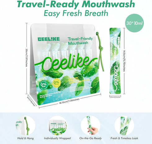 Packs Portable Mouthwash - ICY Burst Mint mouthwash Strips, Convenient Travel Size, Alcohol-Free, Keep Fresh Anytime