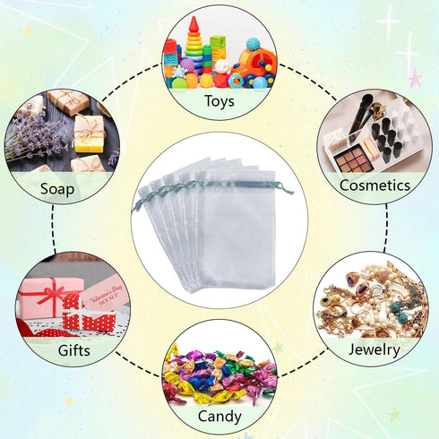 100pcs 4x6 Inches Drawstrings Organza Gift Candy Bags - Wedding Favors (Gray)