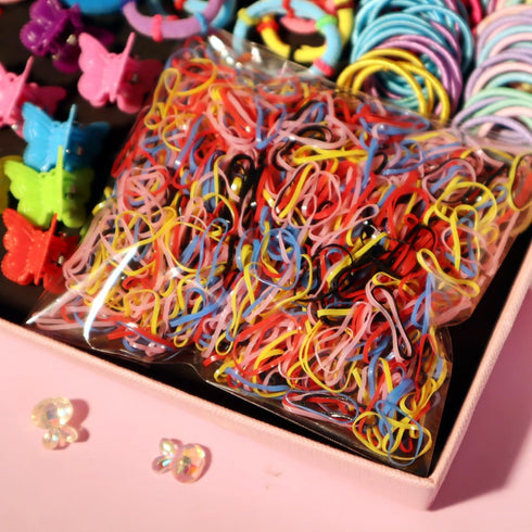 YANRONG Hair Accessories Set, Candy Colors Nylon Hair Ties, Disposable Rubber Bands, 1180PCS for Women