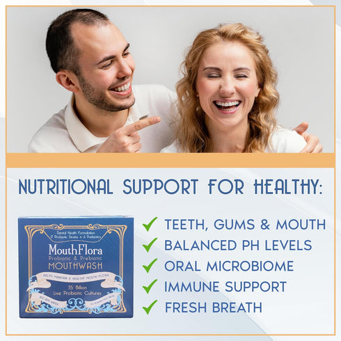 Probiotic & Prebiotic Mouthwash - Dental Health Formulation with 17 Probiotic Strains + 6 Prebiotics, 30 Pack