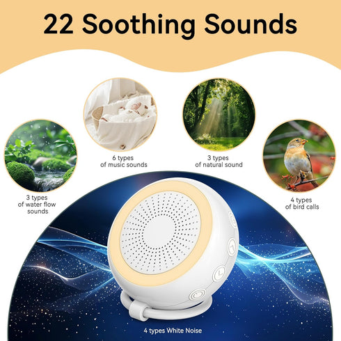 SPLENPAW 22 Portable White Noise Machine with Soothing Sounds & Powerful Battery Sleep, Adult Relaxation, Office Focus