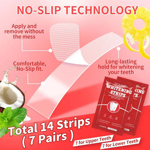 SiFULAND 7 (14Strips) Teeth Whitening Strips Kit - Treatments-Peroxide Free-Enamel Safe for Whiter Teeth,No-Slip, Dry