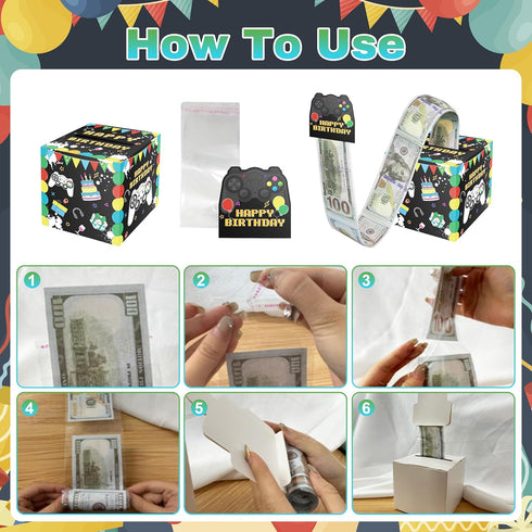 Set 35PCS Decor-A04 ISOVF Money Box for Cash Gift Birthday, Surprise Video Game Money Pull Box for Cash Gift DIY