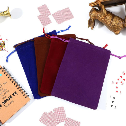 Qulkws 4 Pack 7.08 5.1in Velvet Drawstring Pouches Soft Velvets Bags with Drawstrings Small Drawstring Pouch x Dice