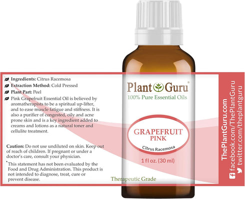 Pink Grapefruit Essential Oil 1 oz / 30 ml 100% Pure Undiluted Therapeutic Grade Cold Pressed from Fresh Grapefruit Peel, Great for Aromatherapy Diffuser, Relaxation and Calming, Natural Cleaner.
