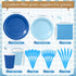 Zhehao 175 Set Pcs Blue Party Supplies Blue Disposable Tableware Kit with Plates, Cups, Napkins, Cutlery Ocean Sea