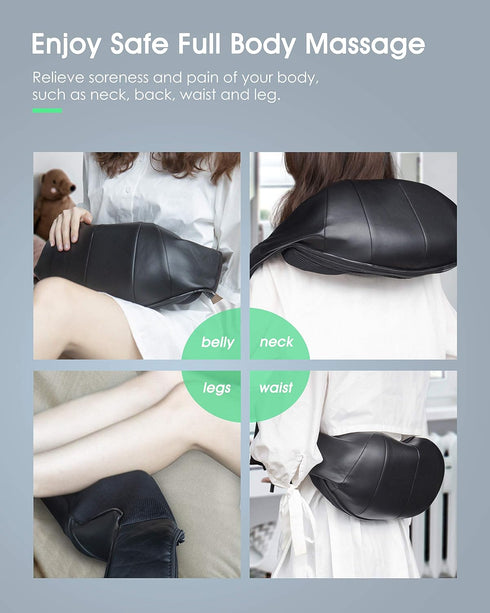 JIODTMER 3D Back Neck and Shoulder Massager with Heat,Deep Tissue Kneading Pillow, Electric Full Body Massager