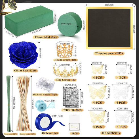 Maysing 12 20 Money Bouquet Kit Pcs Glitter Roses Sheet Flower Wrapping Paper DIY Flower Bouquet Floral Foam Blocks