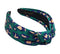 Leopard Satin Headbands for Women, Green Knotted Designer Headband for Women's Hair, Chic Fashion Top Knot Cheetah