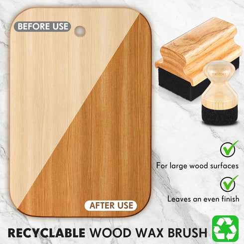 2 Pcs Cutting Board Oil Wax Applicator, Rectangular Circular Wooden Oil for Butcher Blocks