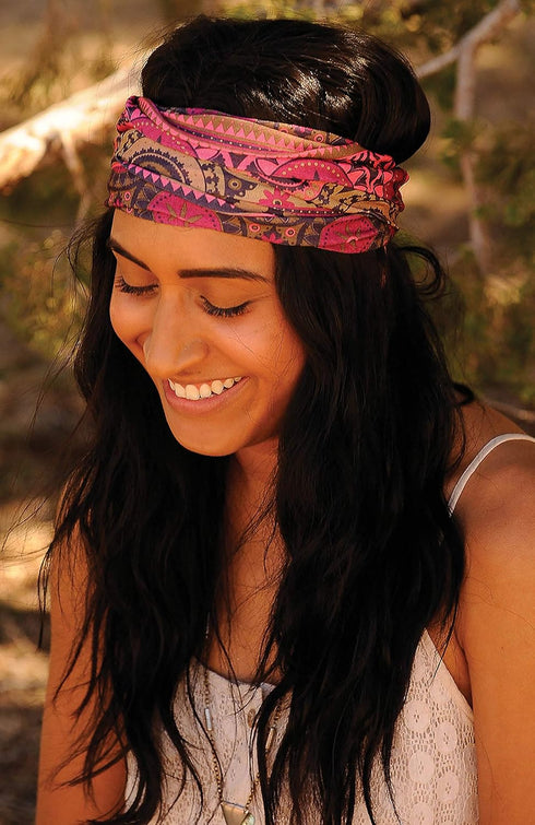 Karma Bee Headband for Women - Wide Fabric Headband and Stretchy Hair Scarf - Light Blue