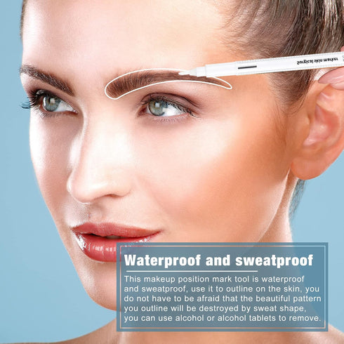 8 Pieces Microblading Marker Pen with Paper Ruler, Skin Marker for Eyebrow Permanent Makeup Positioning