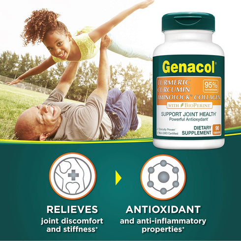 Genacol Turmeric Curcumin Collagen Supplement with 95% Curcuminoids, Black Pepper & AminoLock - 90 Capsules