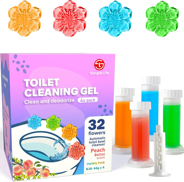 Simple Life Toilet Bowl Cleaner Gel, Fresh Flower Toilet Gel Stamp, 32 Stamps, Variety Pack
