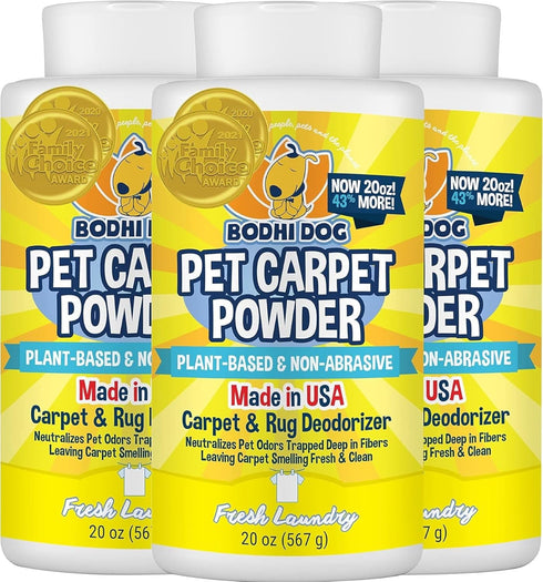 Bodhi Dog Natural Dog Odor Carpet Powder - Plant Based and Biodegradable Smell Eliminator (Pack of 3)