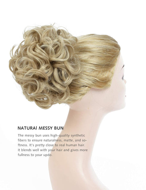 Yamel Messy Bun Scrunchie Chignon Hairpiece - Updo Curly Bun Extension Combs for Women in Dark Blonde