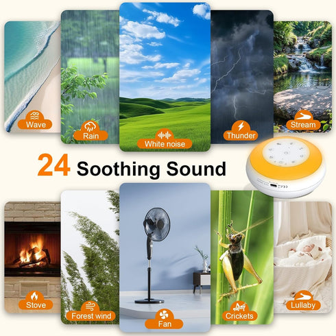 XYNGU 24 7 Portable White Noise Sound Machine for Baby, Kids, Adults Sleep - Soothing Natural Sounds, Color Night