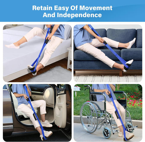 HOOMTREE 39 Inch Long Leg Lifter Strap with Padded Handgrips and Foot Loop,Rigid Leg Lifter Hip&Knee Replacement