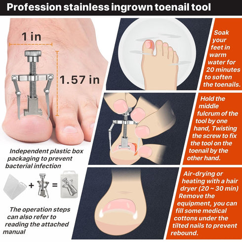 Konovo Ingrown Toenail Tool Kit 9 Pcs, Large Toenail Clipper for Ingrown Toenail Treatment/Thick Nails
