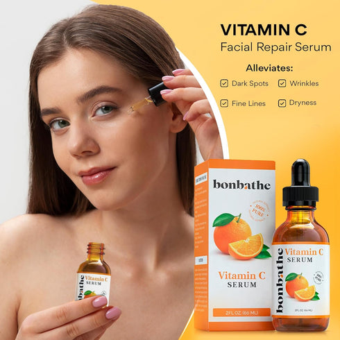 Vitamin C Serum for Face - 2oz Natural Anti-Aging Moisturizer, Brightening Dark Spot Remover with Hyaluronic Acid,