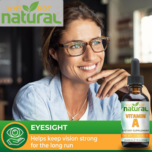 Why Not Natural Vitamin A Drops 10,000 IU - Liquid Retinyl Palmitate with Coconut MCT Oil, Vegan Micellized Vitamin A