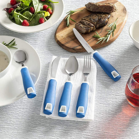 Special Supplies 5-Piece Adaptive Utensils Set, Non-Weighted, Non-Slip Handles for Tremors, Arthritis, Elderly Use