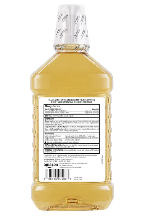 Amazon Basics Antiseptic Mouthwash | Original Flavor | 1.5 Liters | 4-Pack (Previously Solimo)