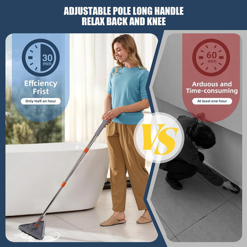 NexaGlow 80" 3-in-1 360 Extendable Wall Cleaner Mop with Rotating Head | Adjustable Wall Mop with Microfiber Pads
