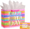 13" Large Birthday Gift Bag with Tissue Paper and Greeting Card, Colorful Gift Bag for Kids, Women, Mom