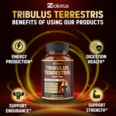 Tribulus Terrestris Supplement for Men & Women, 5-Month Supply with Ashwagandha, Panax Ginseng, 150 Count