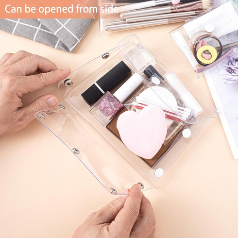 3 Pack Transparent Cosmetic Bags, Portable Waterproof PVC Makeup Cases Organizers for Lipstick, Facial Cleanser,