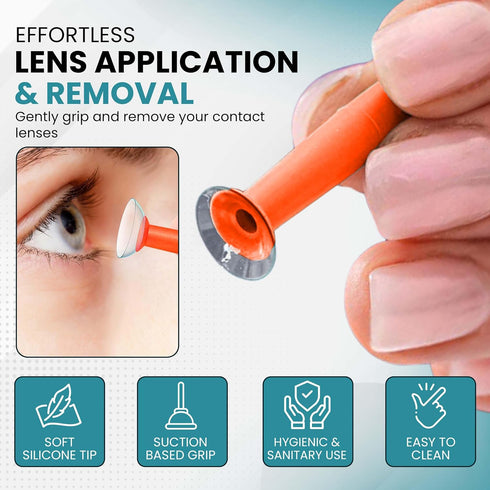 Sports Vision's 3 Pieces Orange Contact Hard Lens Only Suction Holder Inserter/Remover for Prosthetic Eyes & Scleral