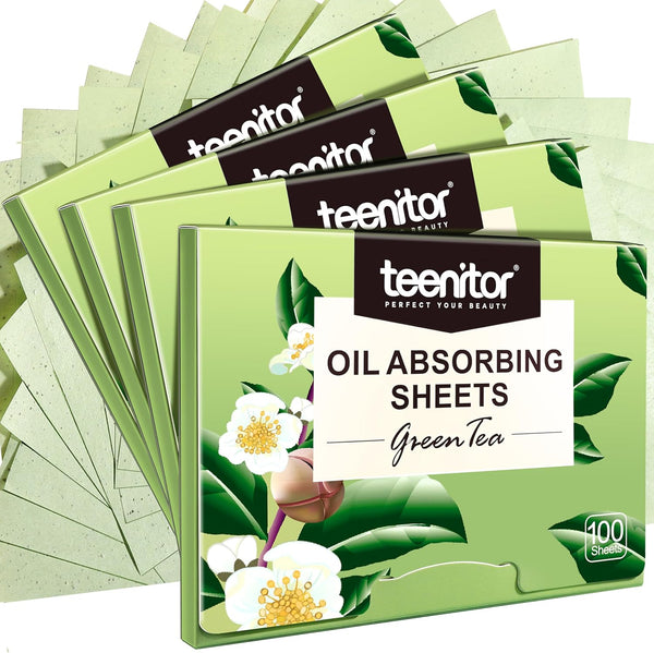 Teenitor Oil Blotting Sheets for Face, 400 Sheets Green Tea Oil Absorbing Blotting Paper for Oily Skin, Oil Control
