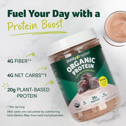 Purely Inspired Plant-Based Protein Powder for Men & Women, Rich Decadent Chocolate (16 Servings) - Vegan & Organic