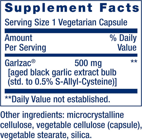 Life Extension Aged Black Garlic Supplement, Heart Health Support, Gluten Free, Vegetarian, Non-GMO, 30 Capsules