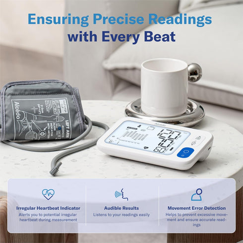 Alcedo Bluetooth Blood Pressure Monitor, Smart BP Machine with Wide Range Cuff, App-Enabled, Large Backlit Screen