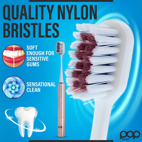 Pop Sonic Go Plus Travel Electric Toothbrush (Rose Gold) | 2 Speeds with 18000-24000 Vibrations Per Minute, Ultimate Set