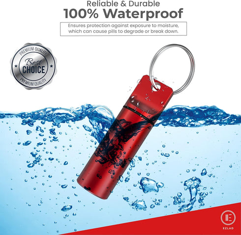 Keychain Pill Holder (5 Pack), Aluminum Waterproof Portable Small Travel Medicine Bottle Case for Purse, Mini Organizer